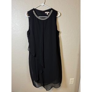 CB Established 1962 Black Dress Sleeveless Rhinestone Neck Cocktail Party